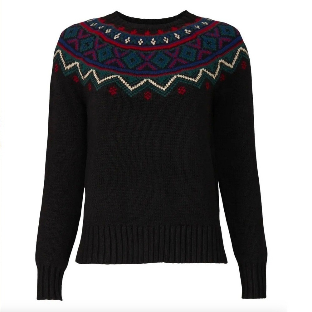 Lauren‎ Ralph Lauren Fair Isle Sweater Black Multi Size XS NWOT